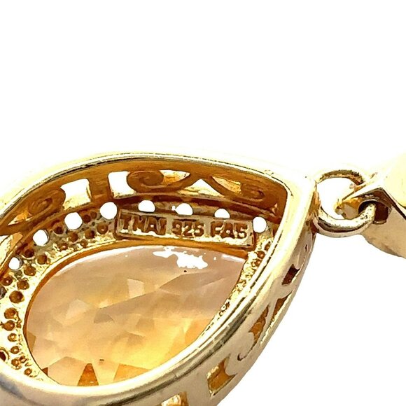 Designer FAS Sterling Silver w/ Gold Plate & Citrine Dangle Pierced Earrings! 19 - Picture 5 of 7